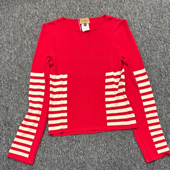 La Perla Red and Cream Striped Blouse - Picture 1 of 6